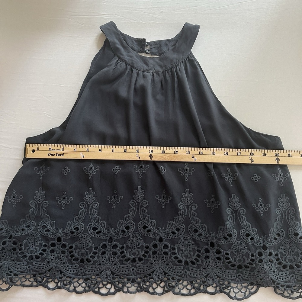YOUNG FABULOUS & BROKE Navy Flowy‎ Boho Beachy Coastal Eyelet Halter Top MEDIUM - Picture 8 of 9